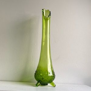 Vintage green swung glass vase retro green vase